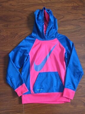 Nike Kids Blue & Pink Therma-FIT Pullover Hoodie